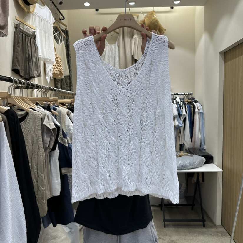 HOLYBANANA韓國直郵㊣女裝新品時尚真品25春夏休閑吊帶背心groovy.H/HOLYBANANA吊帶/背心