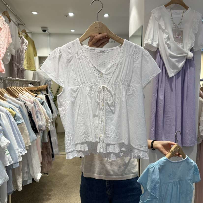 空東大門㊣直郵女裝新品25春夏推薦時尚熱賣休閑襯衫蕾絲衫BELITA襯衫/蕾絲衫