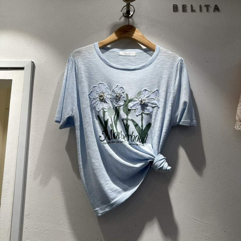 空韓國直郵㊣女士新品時尚推薦休閑真品熱賣人氣25春夏職業T恤BELITAT恤