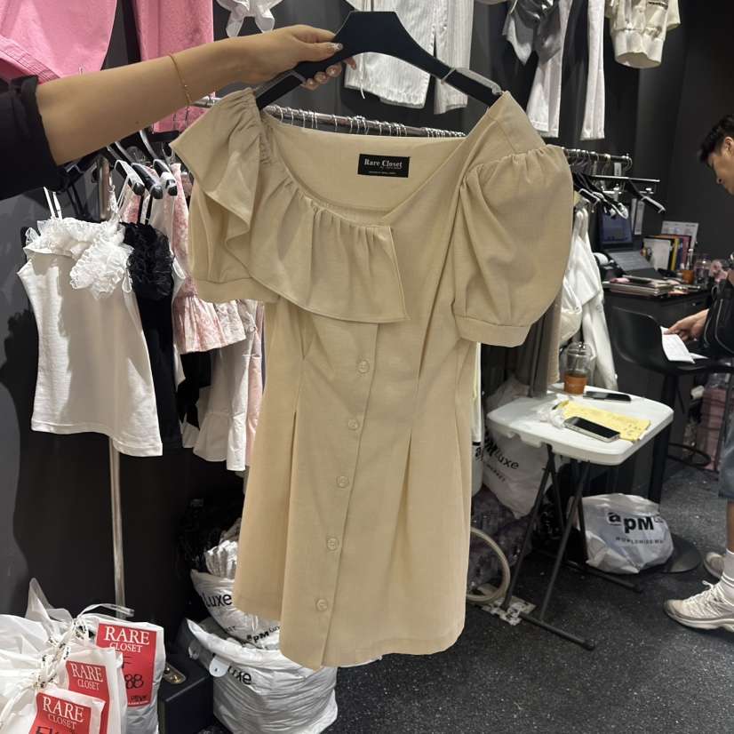 RARE CLOSET東大門㊣直郵女士新款休閑推薦職業連衣裙亞麻RARE CLOSET連衣裙