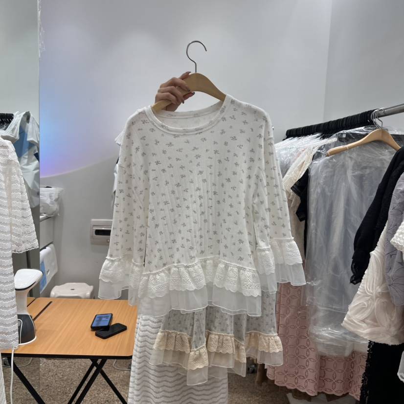 A韓國代購㊣女裝新品25春夏休閑人氣時尚推薦職業長袖T恤網眼A STORE長袖T恤