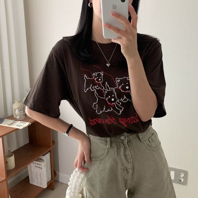 HELLO JINI韓國代購㊣女裝新品時尚人氣休閑25春夏職業T恤HELLO JINIT恤