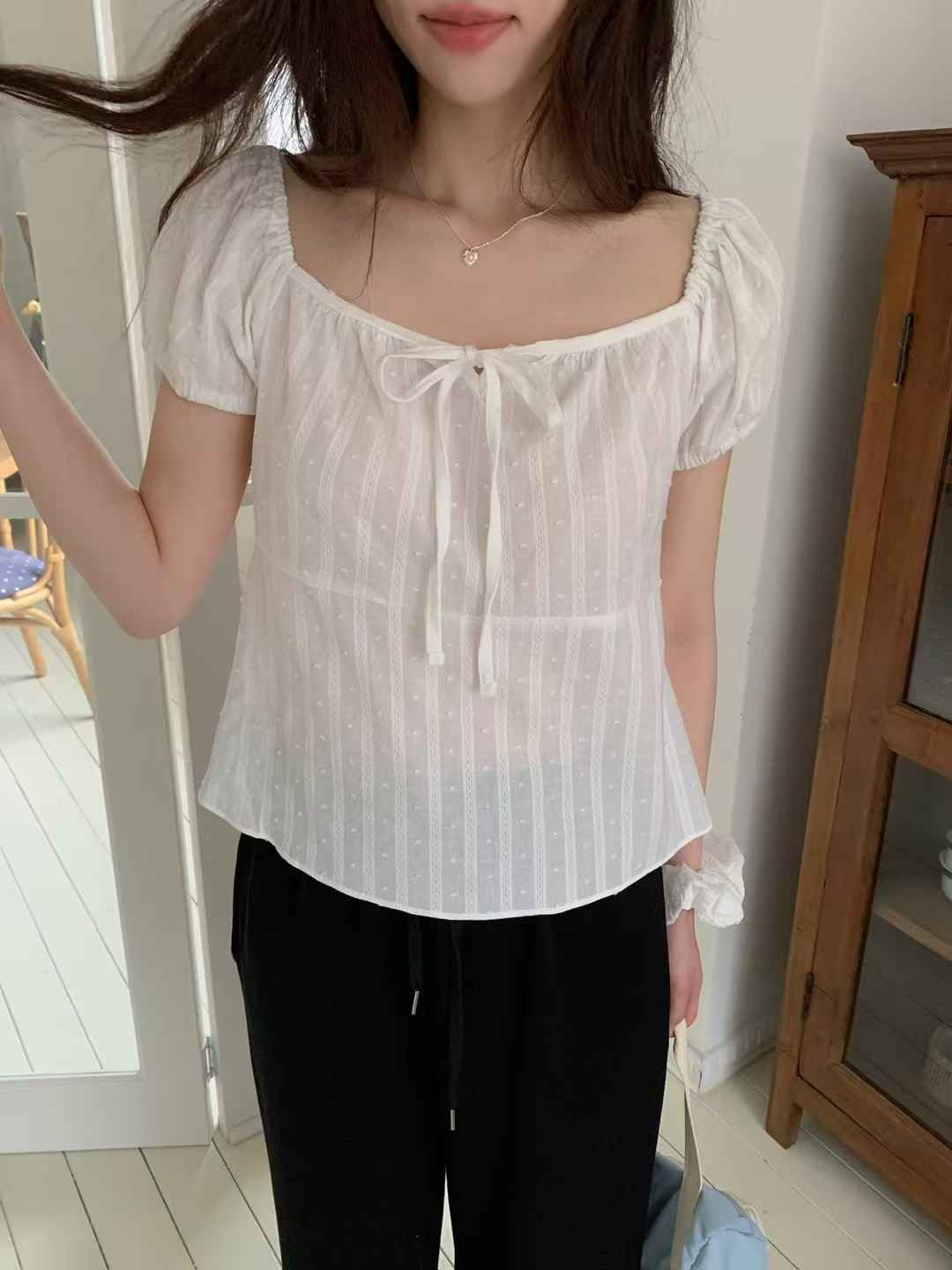 EZEDIARY東大門㊣代購女裝新款熱賣職業真品25春夏襯衫蕾絲衫EZEDIARY襯衫/蕾絲衫