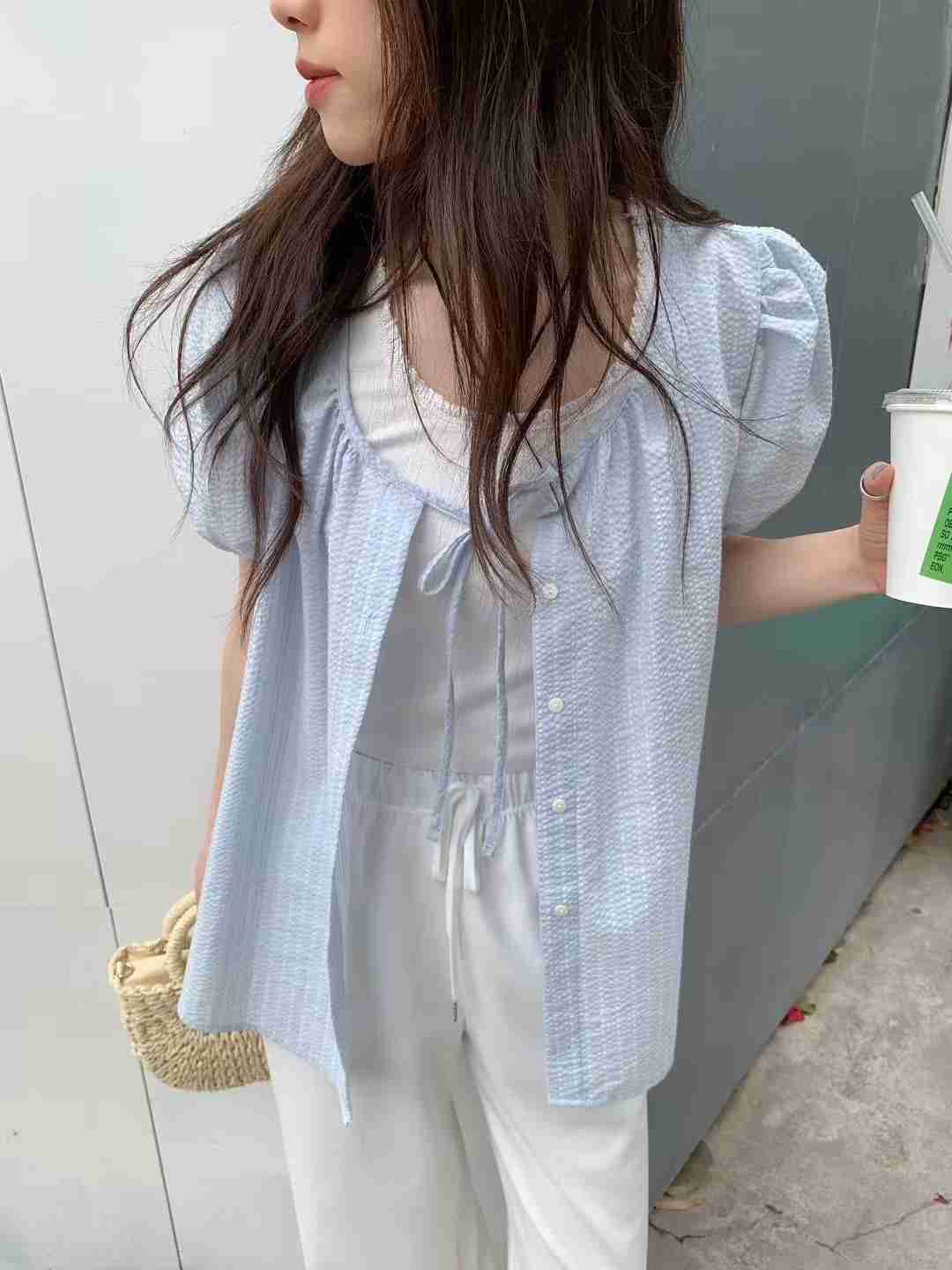 EZEDIARY東大門㊣代購女裝新品25春夏推薦人氣職業襯衫蕾絲衫EZEDIARY襯衫/蕾絲衫