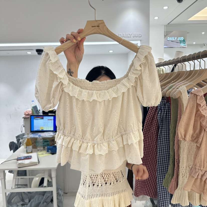 DAILYJUD韓國代購㊣女裝新品推薦休閑職業25春夏襯衫蕾絲衫DAILY JUD襯衫/蕾絲衫