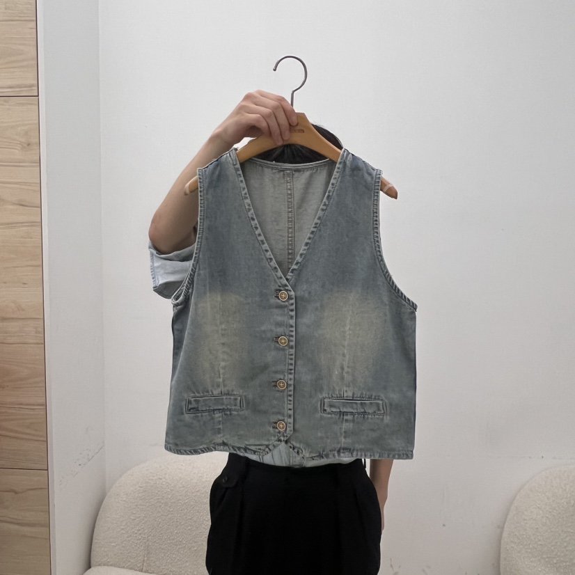 DRESS ROOM韓國代購㊣女士新品休閑熱賣職業真品推薦25春夏馬甲DRESS ROOM馬甲