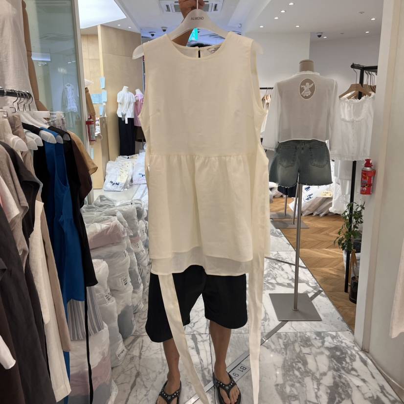 ALMOND韓國代購㊣女士新款推薦時尚休閑真品吊帶背心蝴蝶結ALMOND吊帶/背心