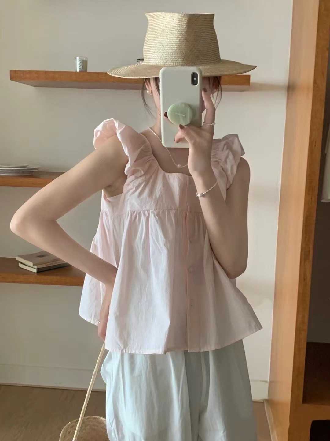 ANGE韓國代購㊣女裝新品時尚真品25春夏熱賣職業襯衫蕾絲衫ANGE襯衫/蕾絲衫