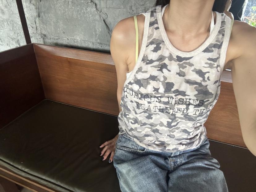 FRANC—L韓國代購㊣女裝新品人氣推薦25春夏真品吊帶背心迷彩FRANC吊帶/背心