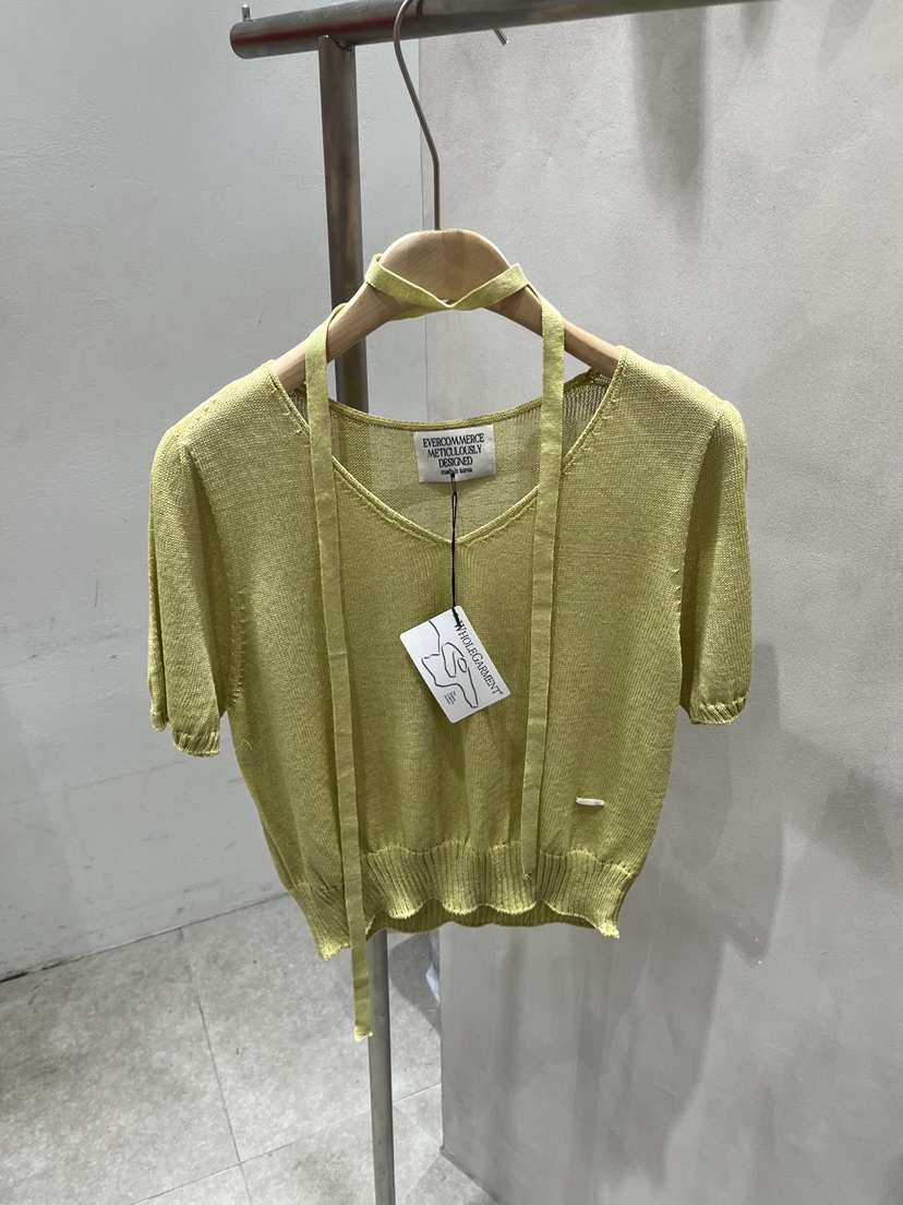 EVERCOMMERCE METICULOUSLY DESIGNED韓國代購㊣女士新品休閑針織衫含脖帶EVERCOMMERCE METICULOUSLY DESIGNED針織衫