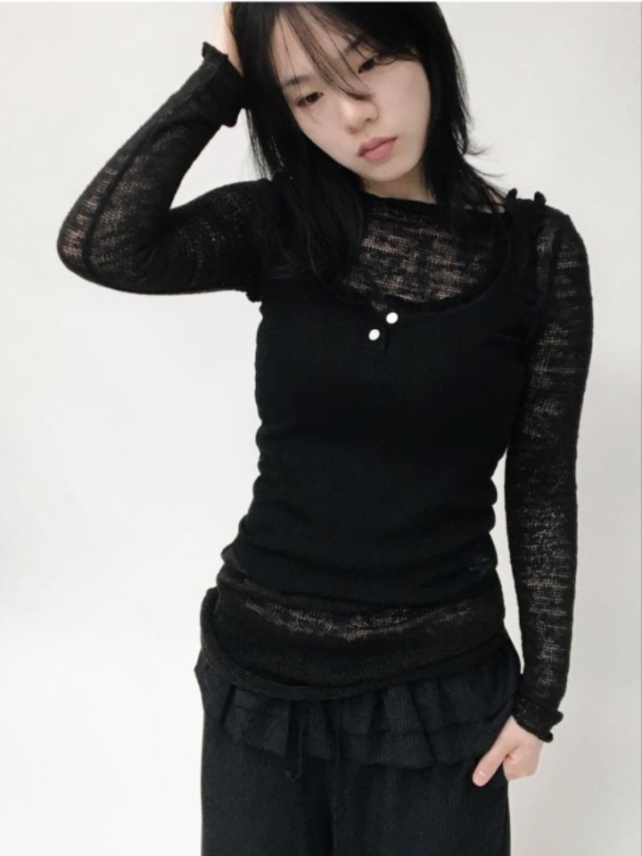 LIVE FOREVER東大門㊣直郵女裝新款職業推薦25春夏針織衫網眼LIVE FOR_EVER針織衫