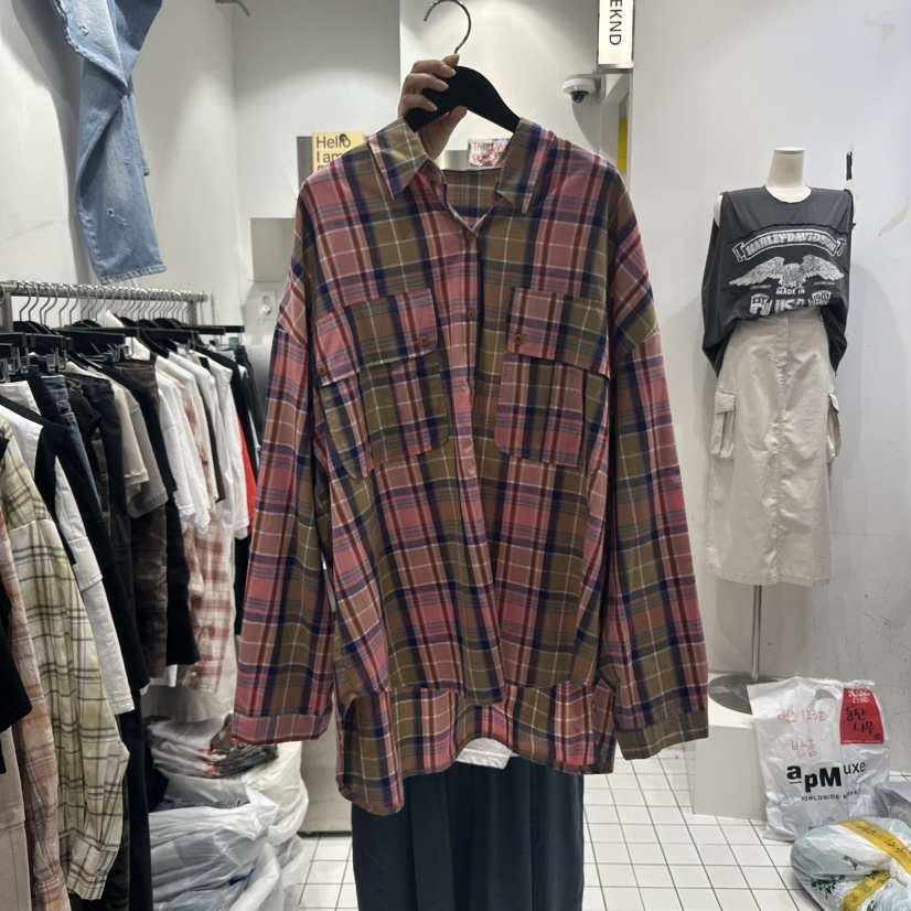 THE WEEKND東大門㊣直郵女士新品休閑職業真品襯衫蕾絲衫格紋THE WEEKND襯衫/蕾絲衫