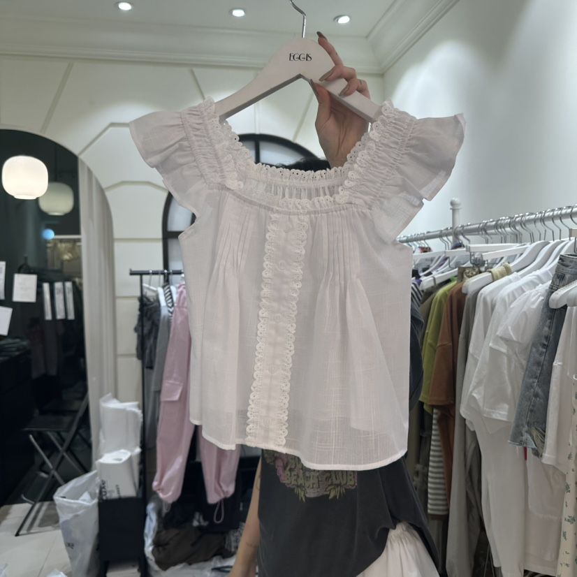 EGG IS韓國代購㊣女裝新品真品推薦時尚人氣休閑襯衫蕾絲衫EGG IS襯衫/蕾絲衫