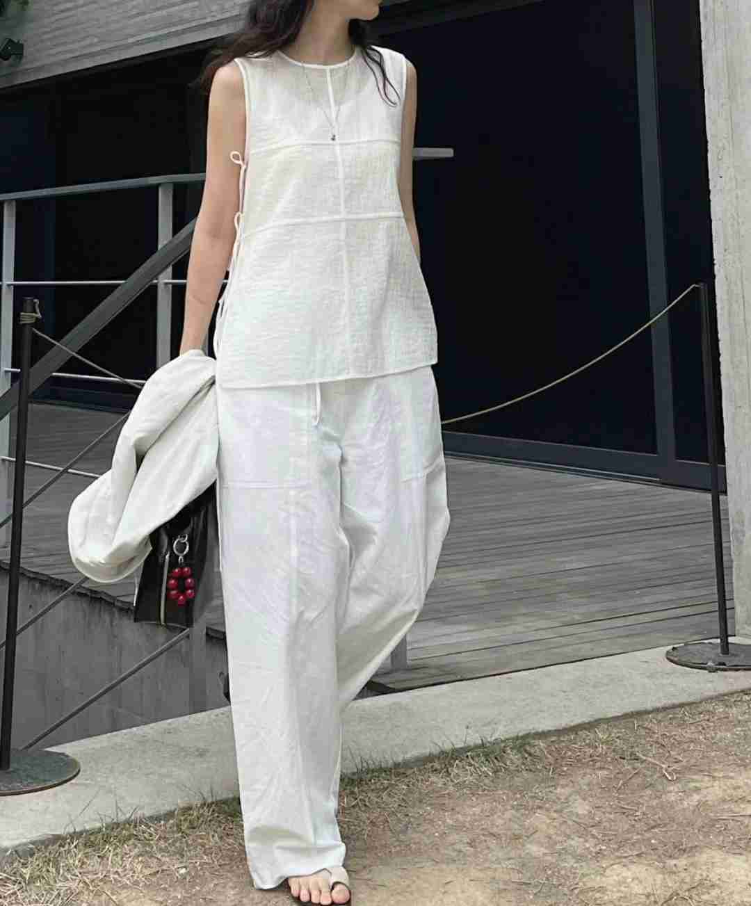 SIMPIEBEIGE韓國代購㊣女裝新品熱賣推薦休閑吊帶背心蝴蝶結SIMPIEBEIGE吊帶/背心
