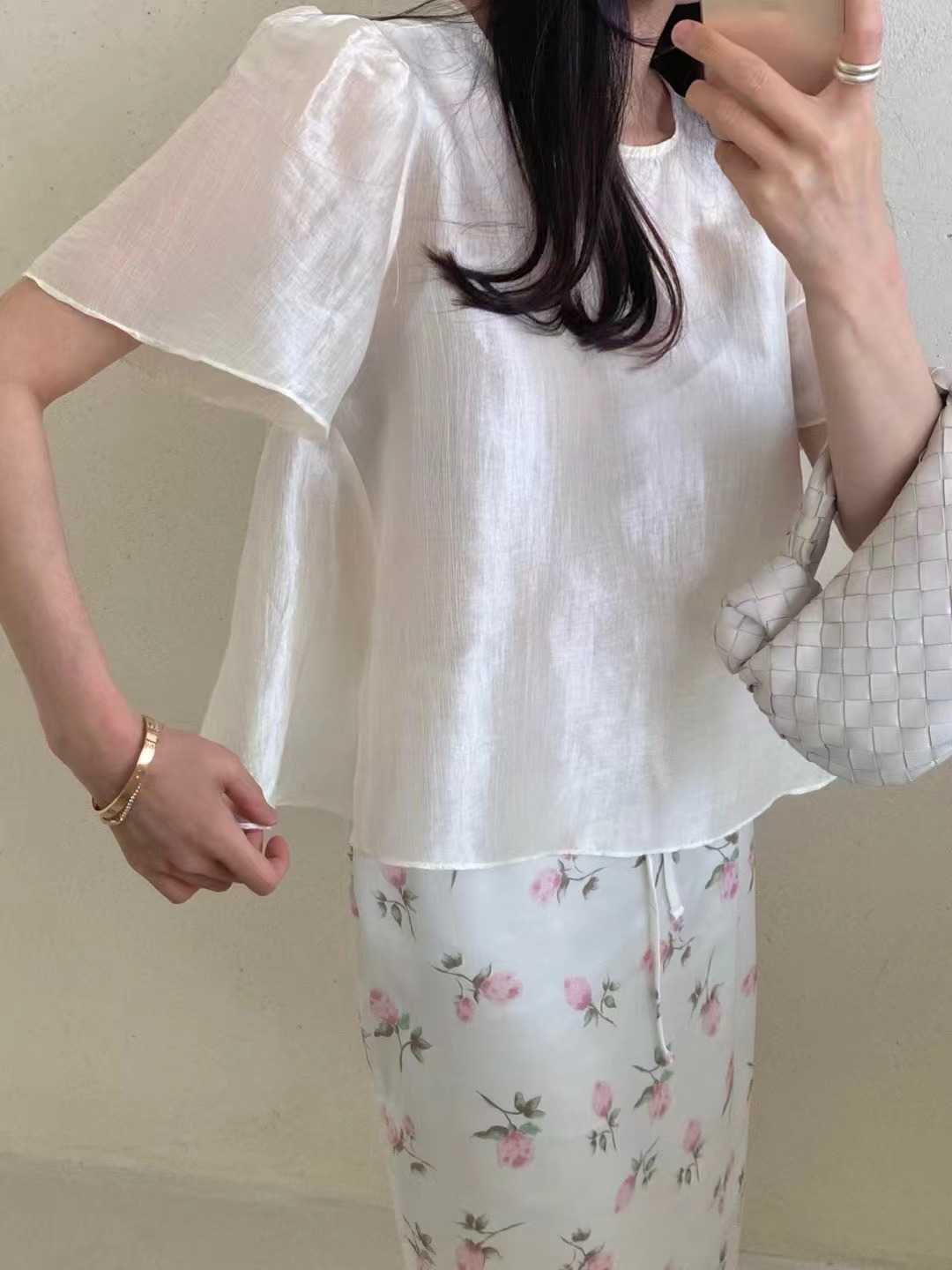 ONDO東大門㊣代購女士新款休閑推薦職業25春夏襯衫蕾絲衫荷葉邊BUMBLE BEE襯衫/蕾絲衫