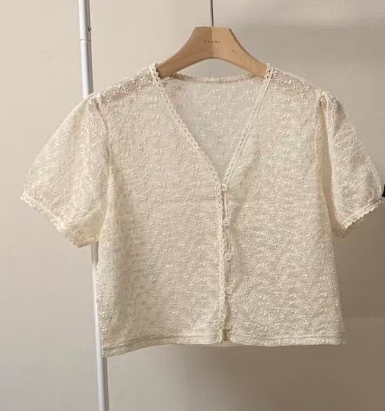 FORME東大門㊣直郵女裝新品25春夏真品熱賣襯衫蕾絲衫透明蕾絲FORME襯衫/蕾絲衫