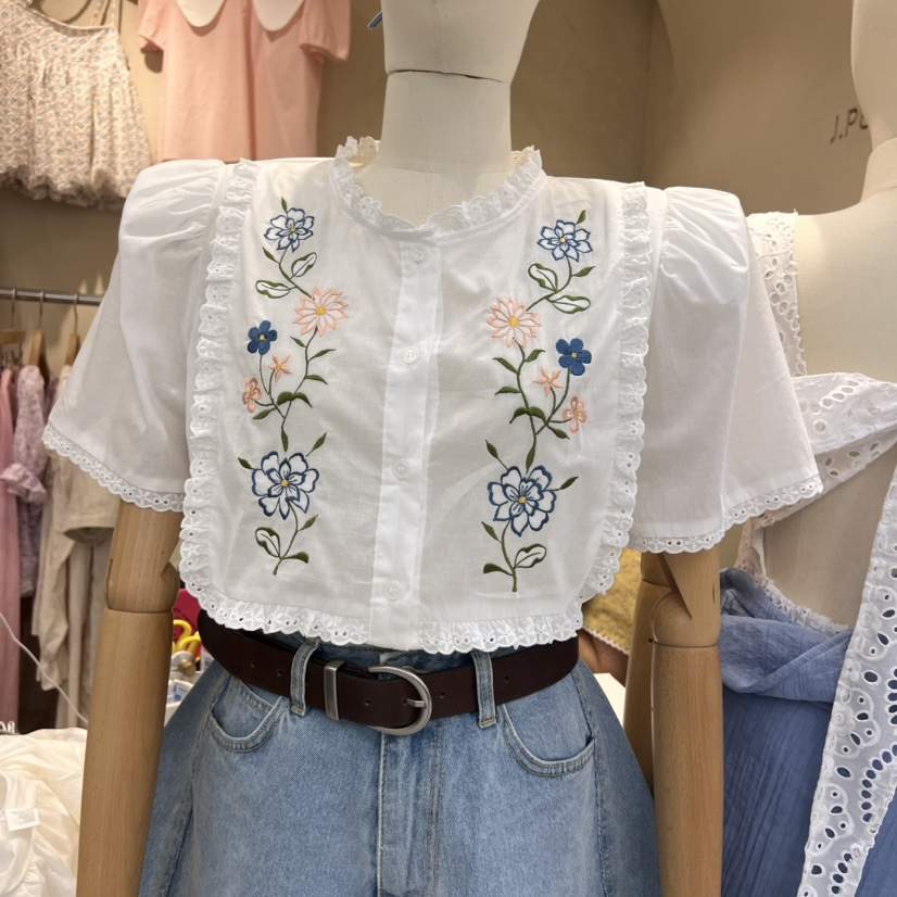 J PEAK/BY FLOW東大門㊣代購女裝新品真品襯衫蕾絲衫刺繡J PEAK襯衫/蕾絲衫