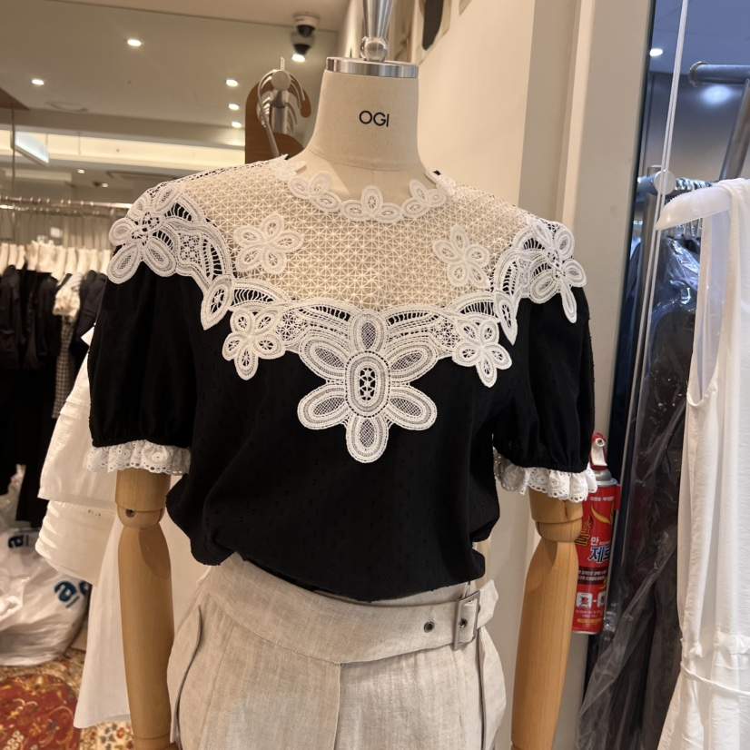OGI韓國代購㊣女士新品推薦休閑真品人氣25春夏職業襯衫蕾絲衫FLat OGI襯衫/蕾絲衫