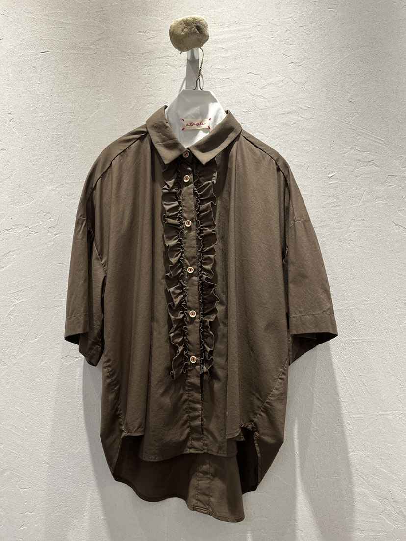 AT NOTE韓國代購㊣女士新品時尚25春夏襯衫蕾絲衫荷葉邊雙面AT NOTE襯衫/蕾絲衫