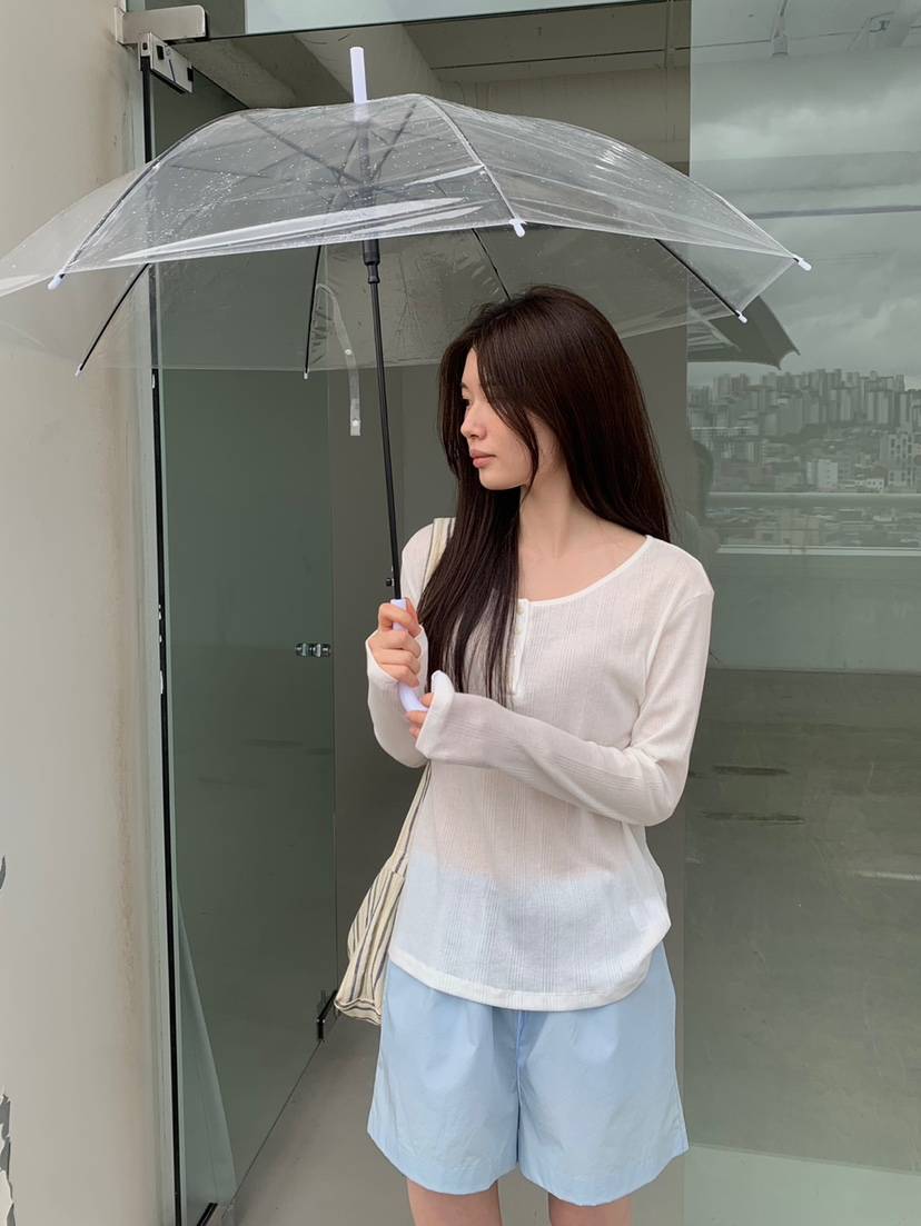 BOUTIQUE SEOUL-P東大門㊣實拍女士新款職業25春夏長袖T恤But ton/BOUTIQUE SEOUL長袖T恤