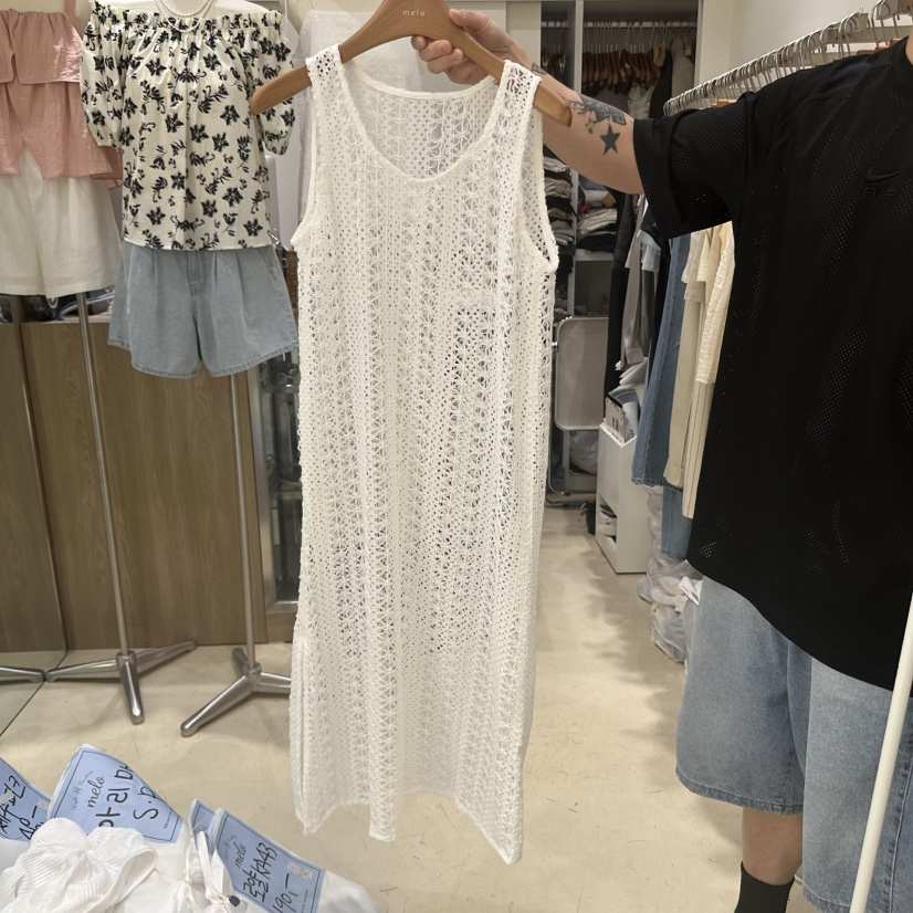 MELO韓國直郵㊣女裝新品休閑人氣熱賣25春夏時尚連衣裙網眼MELO連衣裙