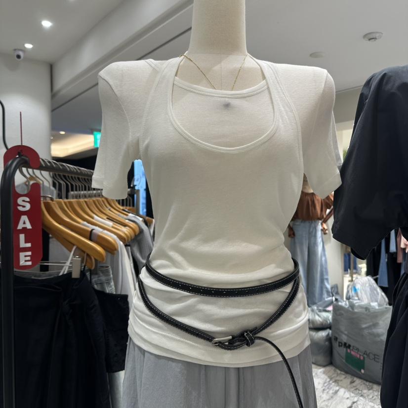 TREND SELLER/G韓國直郵㊣女裝新品職業T恤不含腰帶假兩件G/TREND SELLERT恤