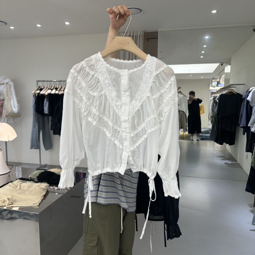 VAULT韓國代購㊣女士新品25春夏推薦人氣真品時尚襯衫蕾絲衫VAULT襯衫/蕾絲衫