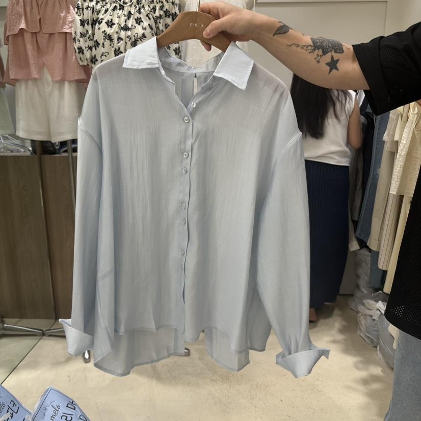 MELO韓國代購㊣女裝新品推薦25春夏休閑人氣職業襯衫蕾絲衫MELO襯衫/蕾絲衫