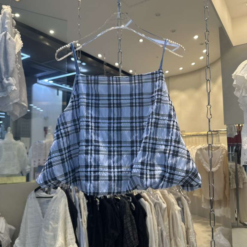 ECHOPARTY東大門㊣直郵女裝新品職業熱賣時尚25春夏吊帶背心格紋ECHOPARTY吊帶/背心