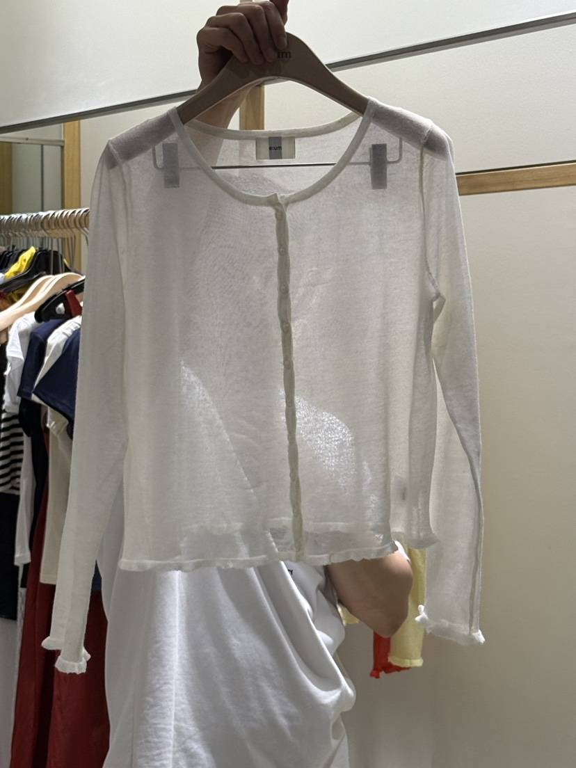 EUM東大門㊣代購女裝新款時尚職業25春夏真品針織衫荷葉邊開衫EUM針織衫