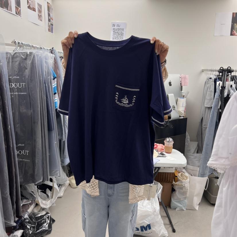 SOLD OUT韓國直郵㊣女裝新品人氣職業休閑真品25春夏T恤刺繡SOLD OUTT恤