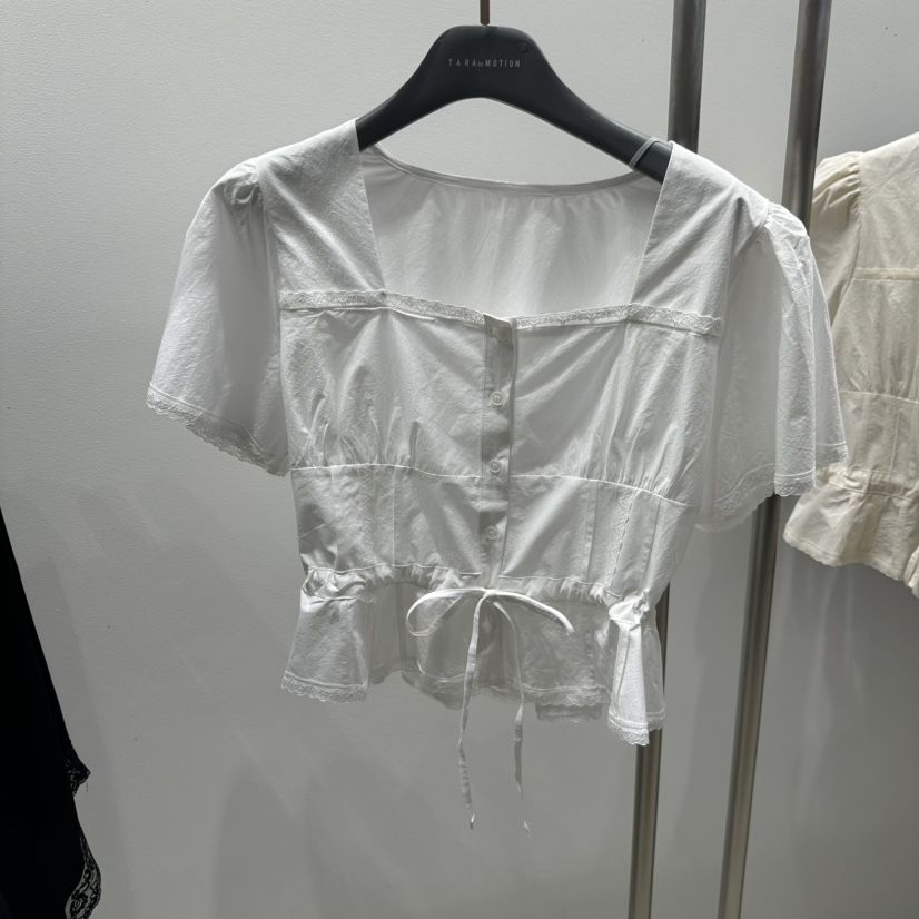 TARABY MOTION東大門㊣實拍女裝新款25春夏襯衫蕾絲衫棉質蕾絲TARABY MOTION襯衫/蕾絲衫