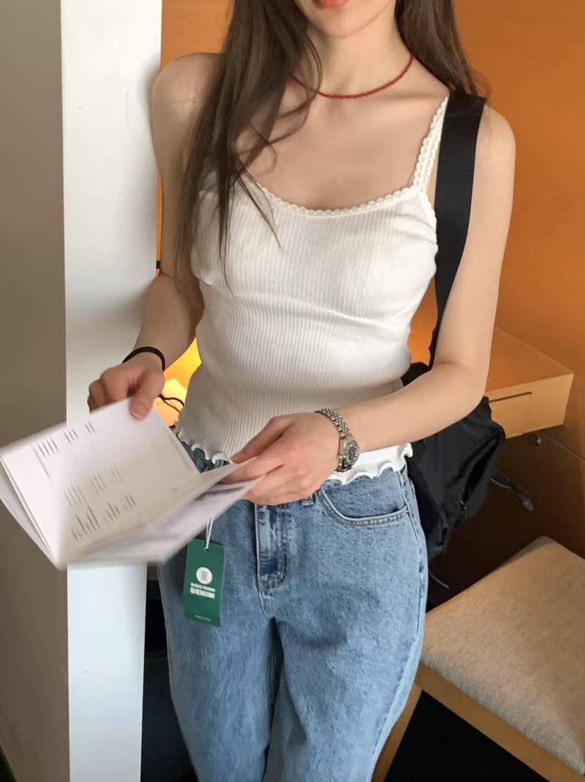 CEDARWOOD東大門㊣代購女士新品時尚熱賣25春夏吊帶背心蕾絲CEDARWOOD吊帶/背心