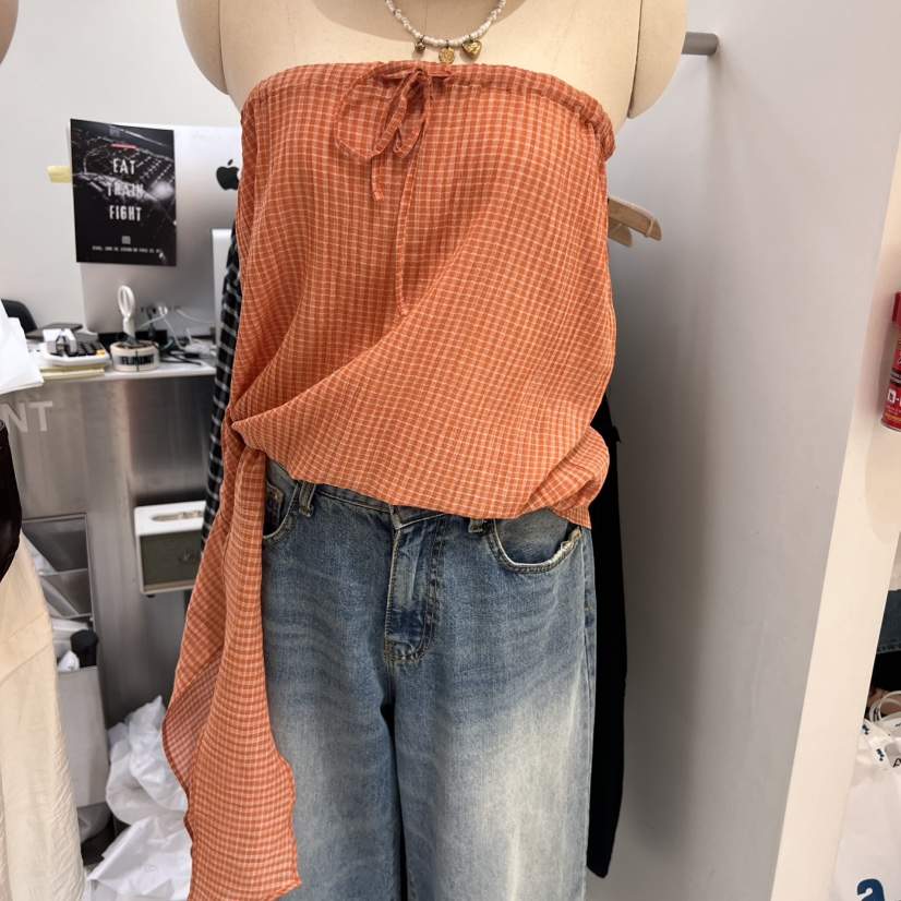 FLAUNT東大門㊣實拍女裝新款25春夏人氣時尚熱賣吊帶背心格紋FLAUNT吊帶/背心