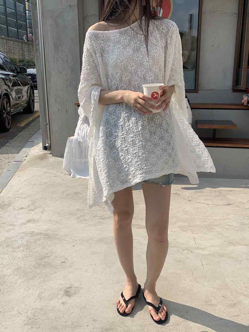 LOGARDEN東大門㊣代購女裝新品人氣時尚襯衫蕾絲衫斗篷蕾絲LO GARDEN襯衫/蕾絲衫