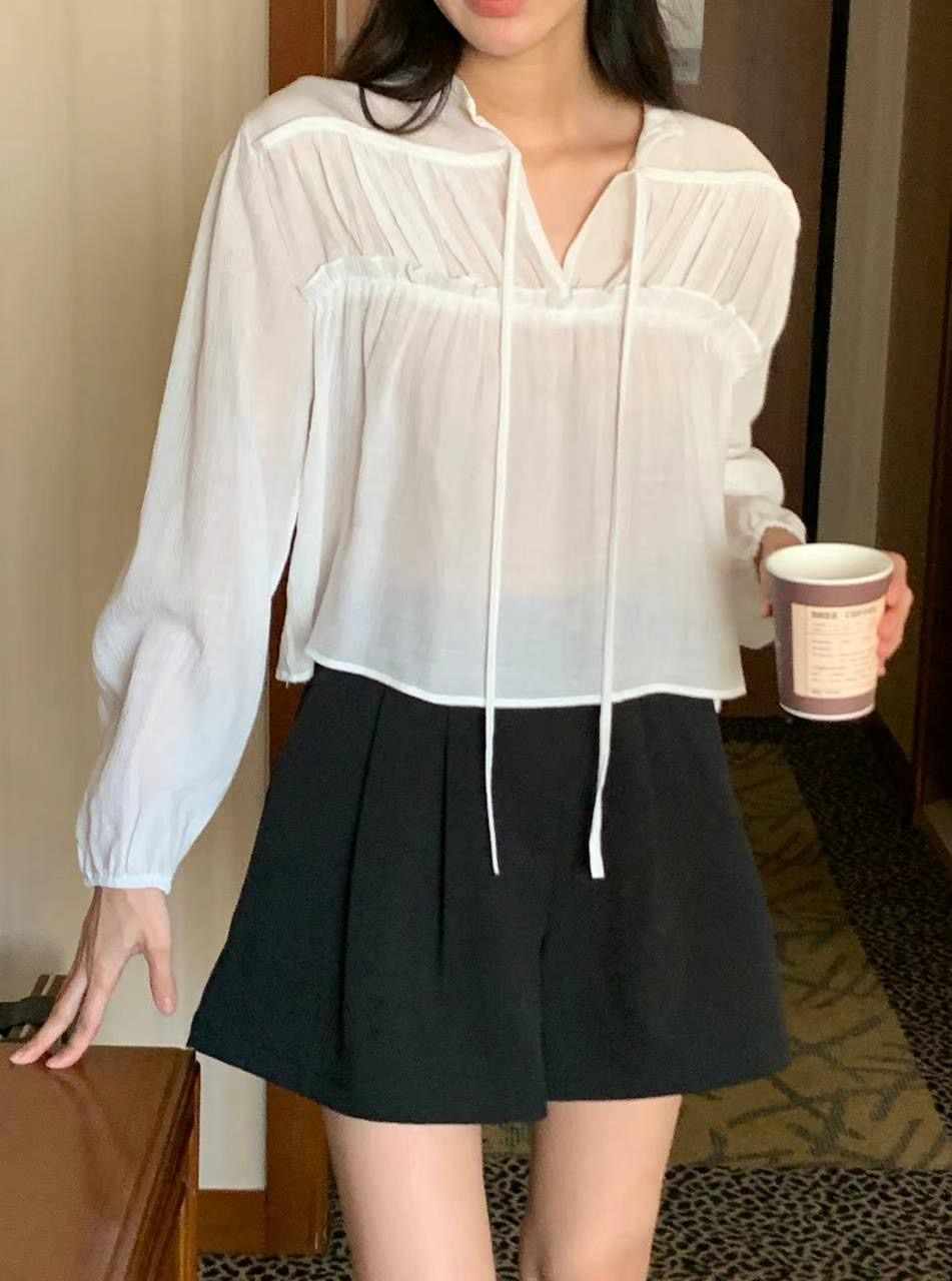 BLUSHER韓國代購㊣女士新品休閑人氣25春夏推薦熱賣襯衫蕾絲衫BLUSHER襯衫/蕾絲衫