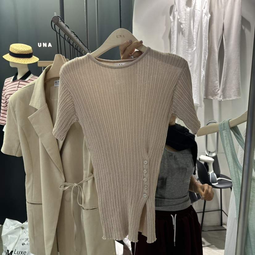 UNA/THE MAY東大門㊣實拍女裝新品人氣25春夏休閑針織衫紐扣THEMAY/UNA針織衫