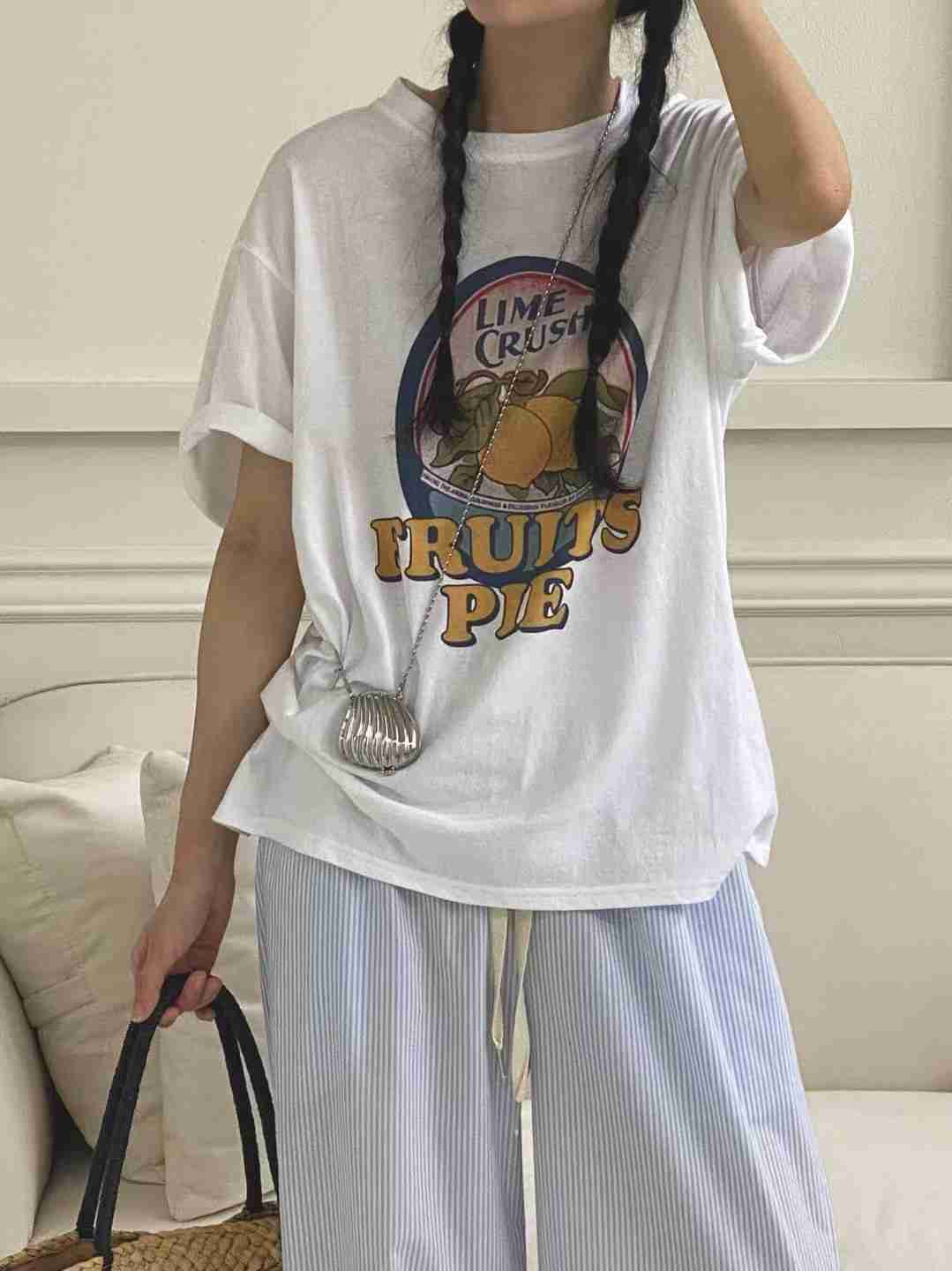 ONTHEMOOD東大門㊣代購女士新品職業熱賣人氣休閑推薦25春夏T恤RIPPLET恤
