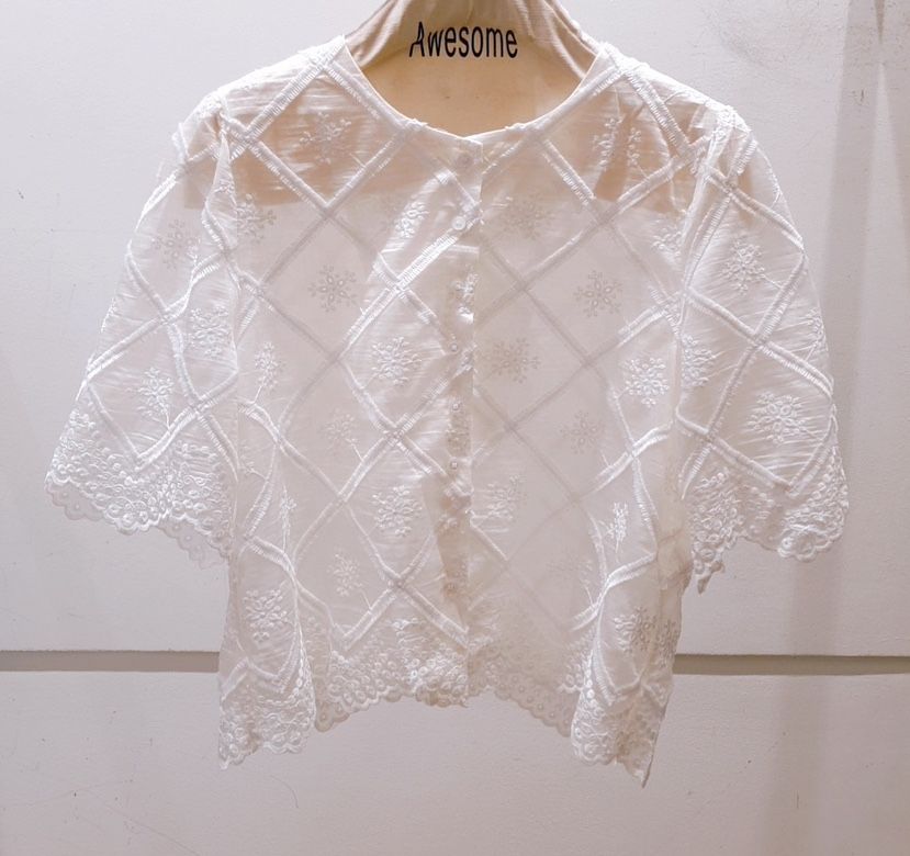 AWESOME-P韓國代購㊣女士新款人氣真品25春夏時尚襯衫蕾絲衫AWESOME-P襯衫/蕾絲衫