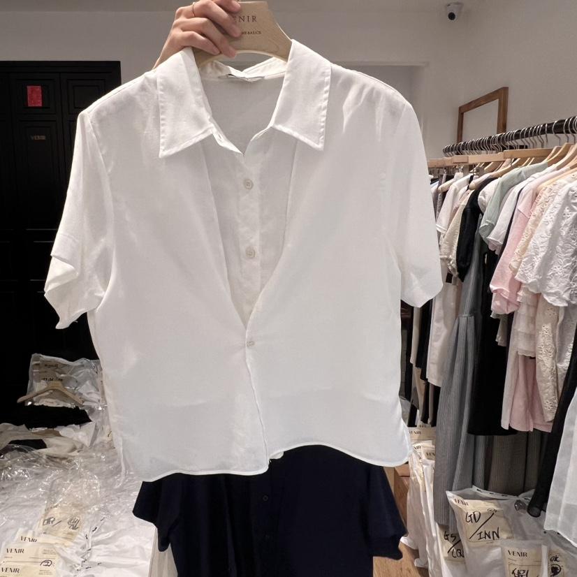 VENIR-a東大門㊣代購女裝新品真品時尚職業襯衫蕾絲衫短款VENIR-a襯衫/蕾絲衫