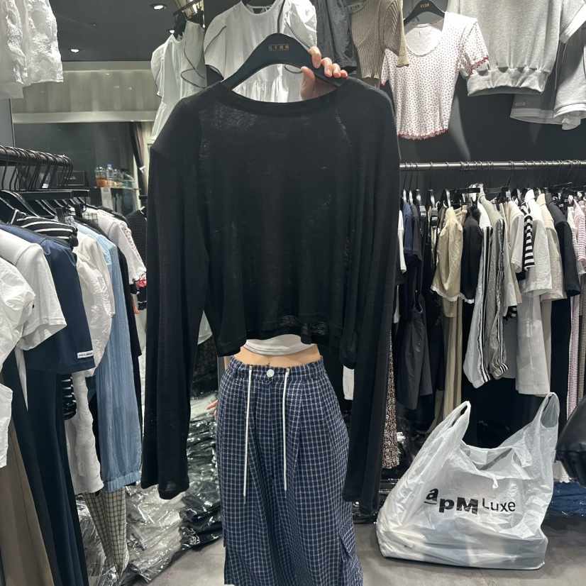 STAR-L東大門㊣直郵女士新品休閑推薦時尚長袖T恤亞麻長款STAR-L長袖T恤