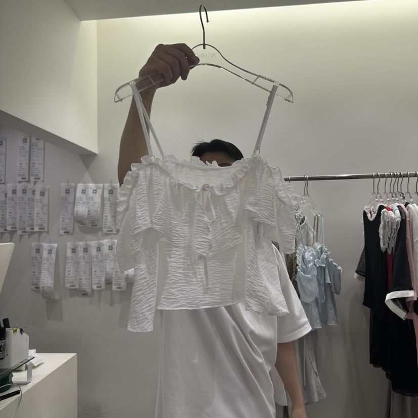 BAIE.38韓國代購㊣女裝新款時尚25春夏推薦吊帶背心荷葉邊BAIE.38吊帶/背心