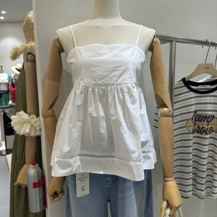 A WANT東大門㊣直郵女士新品人氣職業休閑推薦吊帶背心刺繡A WANT吊帶/背心