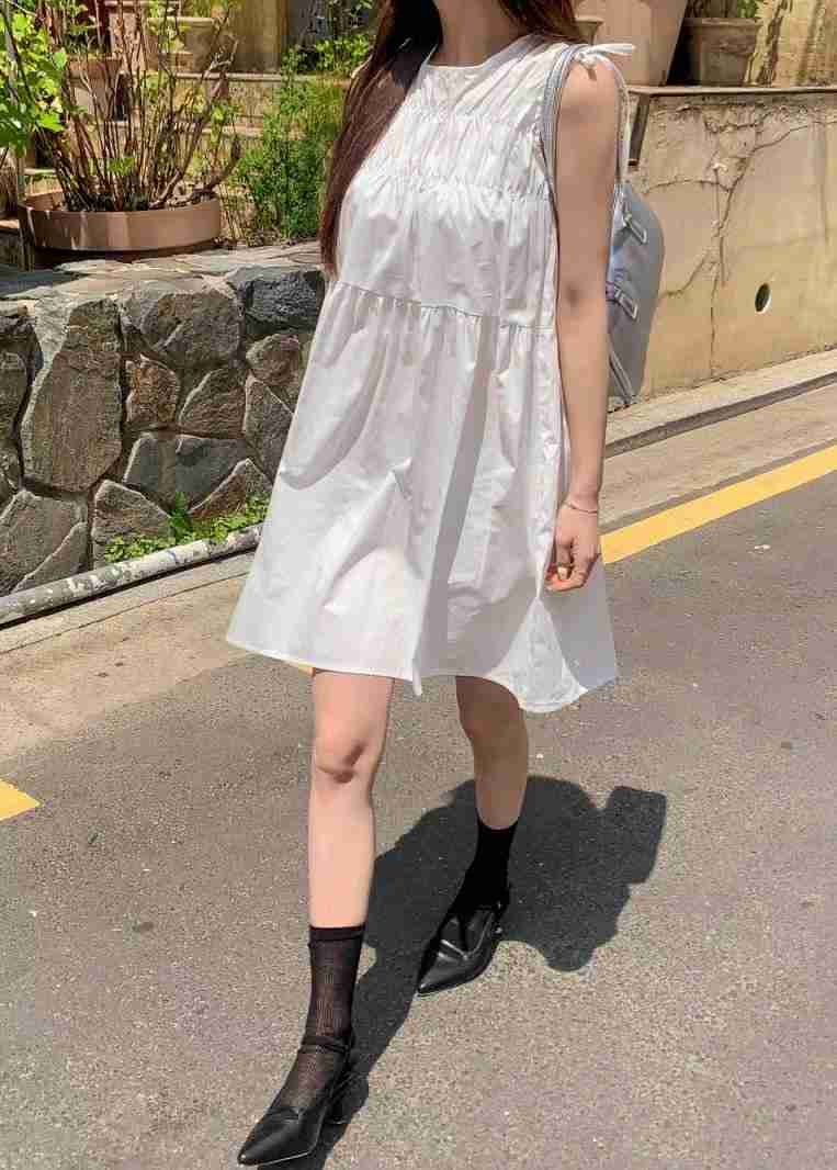 SMILE東大門㊣直郵女裝新款休閑真品熱賣25春夏推薦連衣裙褶皺SMILE連衣裙