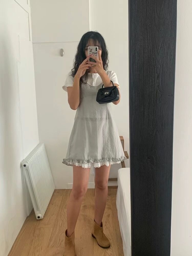 BUNNYFLOWER2東大門㊣代購女裝新款時尚休閑推薦連衣裙透視BUNNYFLOWER2連衣裙