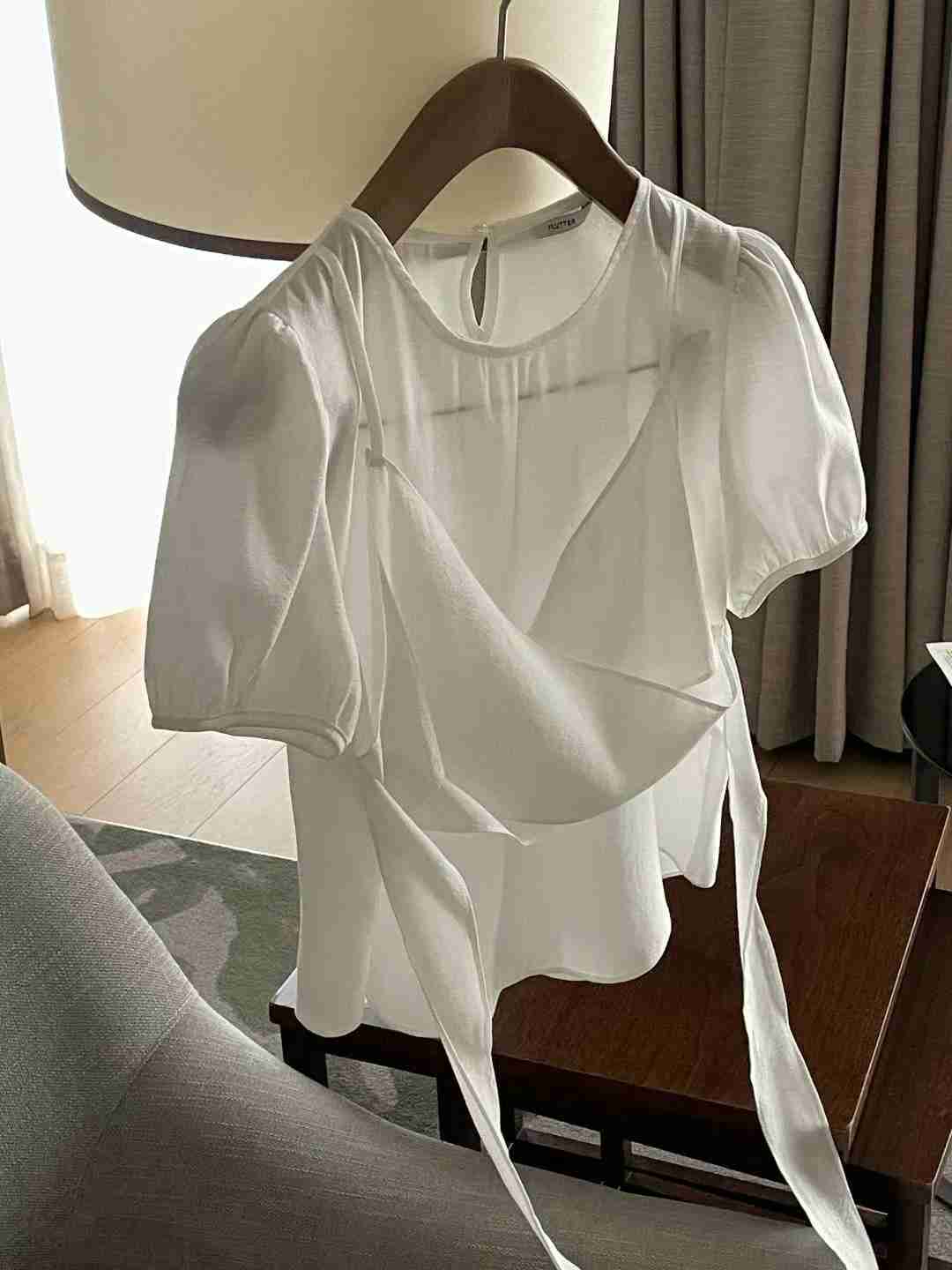 FLUTTER韓國代購㊣女裝新款熱賣推薦休閑25春夏職業襯衫蕾絲衫FLUTTER/INOUF襯衫/蕾絲衫
