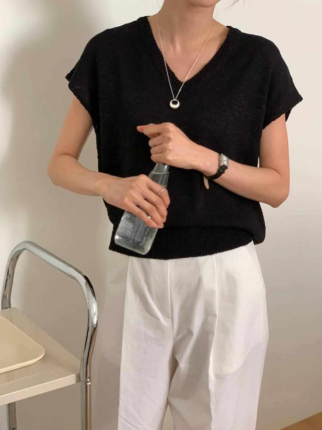 FLUTTER韓國代購㊣女士新款25春夏休閑時尚職業推薦熱賣針織衫FLUTTER/INOUF針織衫