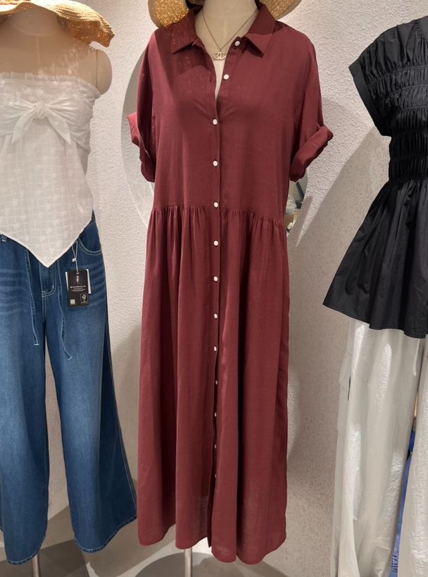 SSEMIENNE東大門㊣實拍女裝新品25春夏休閑真品職業連衣裙亞麻SSEMIENNE連衣裙