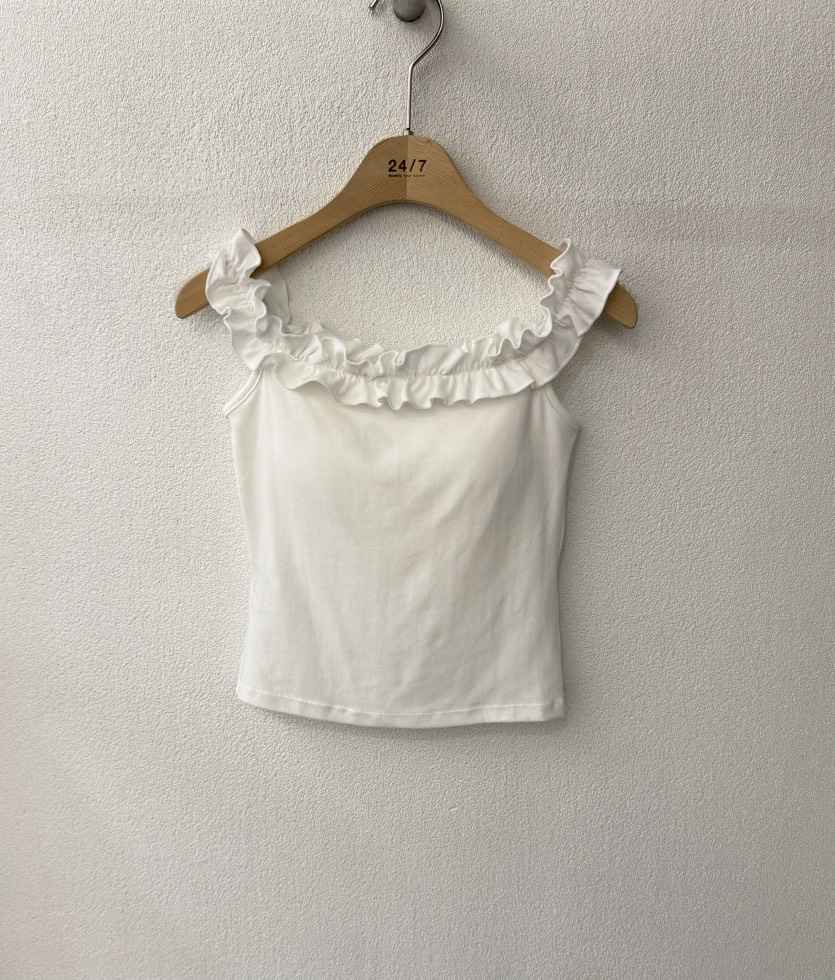 TWENTY FOUR SEVEN24-7韓國代購㊣女裝新款25春夏吊帶背心荷葉邊TEWNTY FOUR SEVEN24-7吊帶/背心