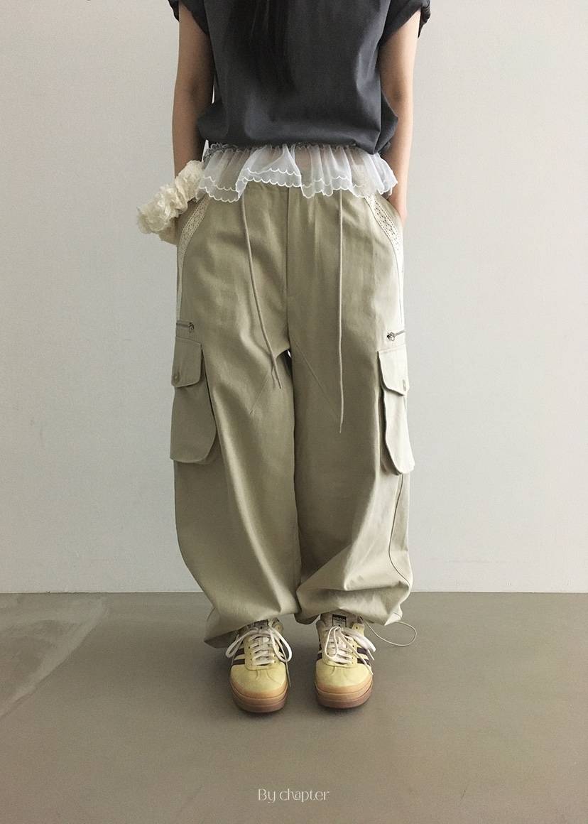 BY CHAPTER韓國代購㊣女裝新款真品熱賣推薦休閑休閑褲口袋Chapter休閑褲